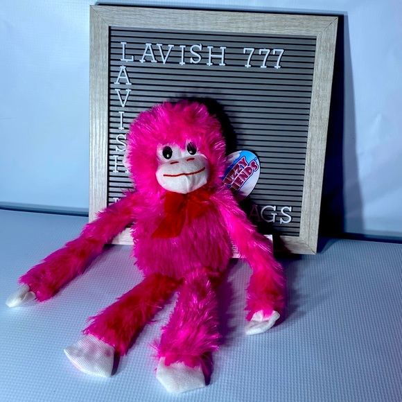 Fuzzy friend monkey pink and white - Picture 1 of 5